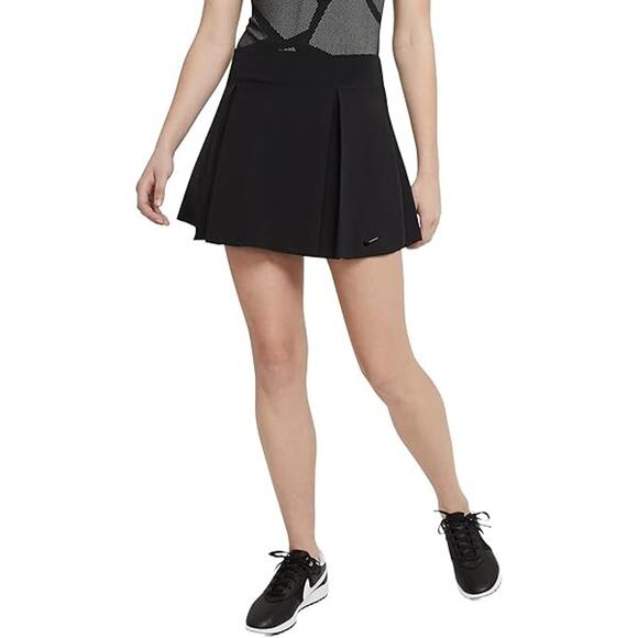 Nike Court Club Skirt Skort Pleated PLEAT Black on Black GOLF Tennis M Pocket - Picture 1 of 11